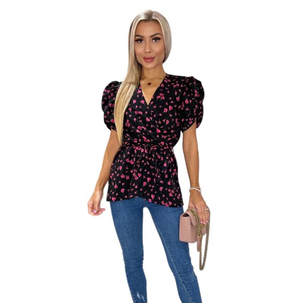 AX Paris Womens/Ladies Floral Wrap Top / Black
